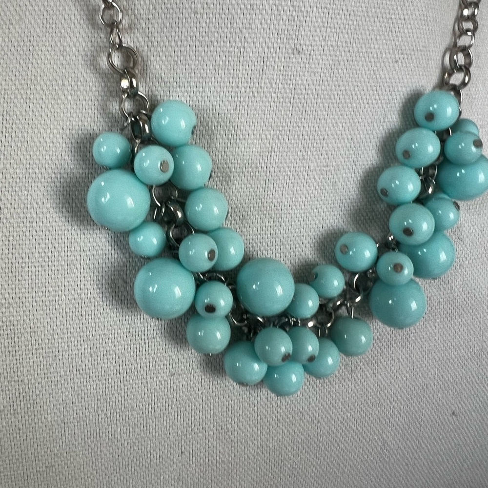Turquoise Cluster Bead Statement Necklace - Picture 3 of 4